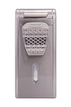 Parmida Çift Torch Pürmüz Parlak Gümüş Metal Puro Çakmağı