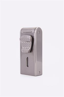 Parmida Çift Torch Pürmüz Parlak Gümüş Metal Puro Çakmağı