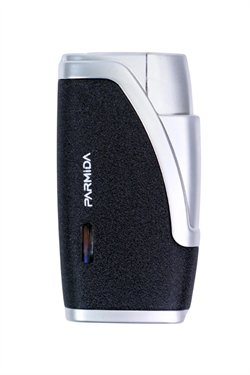 Parmida Çift Torch Pürmüz Siyah - Gümüş Metal Puro Çakmağı
