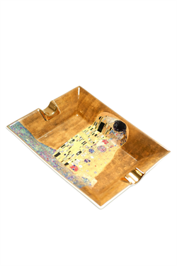 Parmida Gold Şeritli Love Design İkili Porselen Puro Küllüğü - TR9714