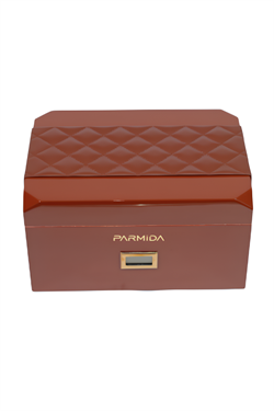 Parmida Kahverengi Deri Şeritli Çekmeceli  Sedir Humidor Puro Kutusu