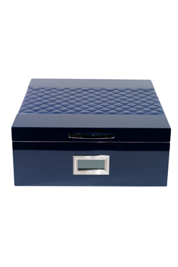 Parmida Siyah Deri Şeritli Çekmeceli Sedir Humidor Puro Kutusu
