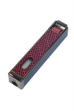 Parmida Tek Torch Pürmüz Gunmetal-Kırmızı Desenli Metal Puro Çakmağı