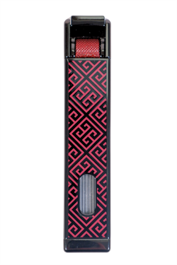 Parmida Tek Torch Pürmüz Gunmetal-Kırmızı Desenli Metal Puro Çakmağı