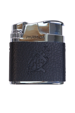 Parmida Tek Torch Pürmüz Japon Yazılı Deri Kaplama Siyah Metal Puro Çakmağı