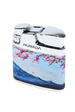 Parmida Tek Torch Pürmüz Sakura Desenli Çok Renkli Metal Puro Çakmağı