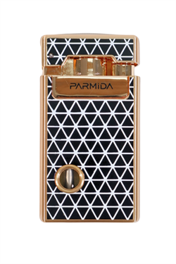 Parmida Tek Torch Pürmüz Soft Flame Özellikli Gold Siyah-Beyaz Mozaik Desenli Metal Puro Çakmağı