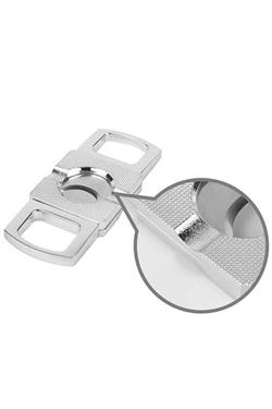 PQ Gümüş Düz Çizgi Detaylı Metal Puro Makası Kesici