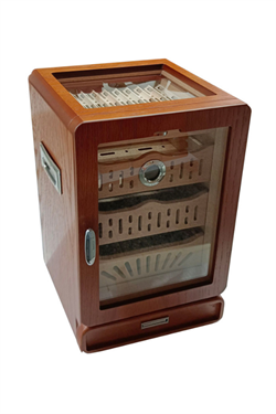 PremiumQuality Ahşap Aksesuar Çekmeceli Camlı Sedir Humidor Puro Kutusu