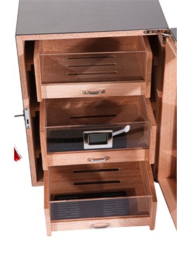 PremiumQuality Belgrano Karbon Desenli 3 Çekmeceli Sedir Humidor Puro Kutusu
