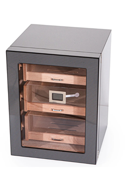 PremiumQuality Belgrano Karbon Desenli 3 Çekmeceli Sedir Humidor Puro Kutusu