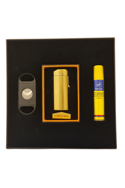 PremiumQuality Çakmak Kesici Gaz Gold Üçlü Puro Seti