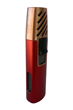 PremiumQuality Kırmızı-Bronz Tek Torch Pürmüz Metal Puro Çakmağı