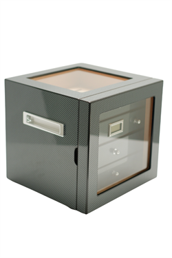 PremiumQuality Recoleta Karbon Desenli Sedir Humidor Puro Kutusu
