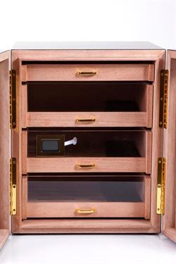PremiumQuality Santa Rosa Ahşap 4 Çekmeceli Sedir Humidor Puro Kutusu