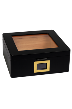 PremiumQuality Siyah Camlı  Sedir  Küçük Humidor Puro Kutusu