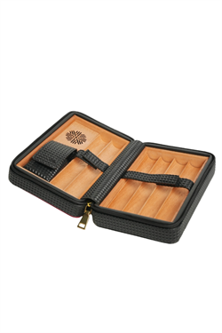 PremiumQuality Siyah-Kırmızı Deri Seyahat Humidor Puro Kutusu