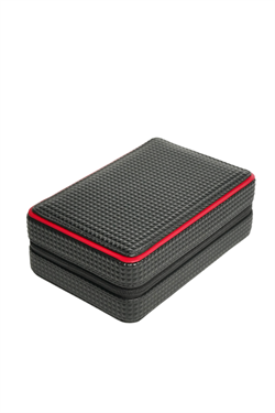 PremiumQuality Siyah-Kırmızı Deri Seyahat Humidor Puro Kutusu