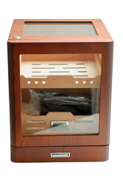 PremiumQuality Sucre Aksesuar Çekmeceli İçi Ledli Kahverengi Sedir Humidor Puro Kutusu