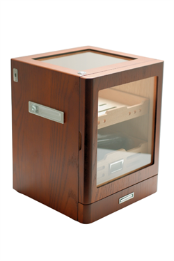 PremiumQuality Sucre Aksesuar Çekmeceli İçi Ledli Kahverengi Sedir Humidor Puro Kutusu
