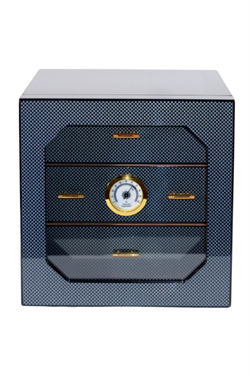 PremiumQuality Teresina Siyah Karbon Desenli Sedir Humidor Puro Kutusu