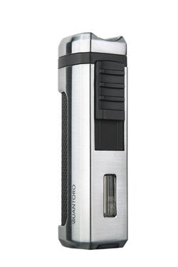 Quantoro 3 Torch Pürmüz Gümüş-Siyah Metal Puro Çakmağı