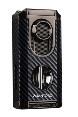 Quantoro 3 Torch Pürmüz V-Cut Siyah Karbon Desenli Metal Puro Çakmağı