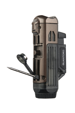 Quantoro Çift Torch Pürmüz Delicili/İğneli Kahverengi Metal Puro Çakmağı