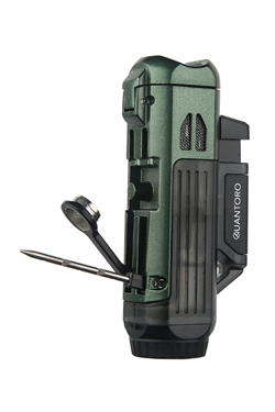 Quantoro Çift Torch Pürmüz Delicili/İğneli Yeşil Metal Puro Çakmağı