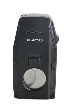 Quantoro Çift Torch Pürmüz Düz Kesici/Delicili Siyah Metal Puro Çakmağı