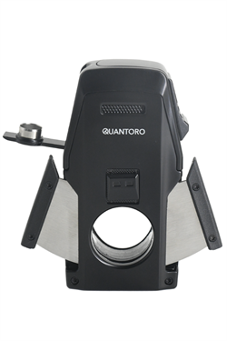 Quantoro Çift Torch Pürmüz Düz Kesici/Delicili Siyah Metal Puro Çakmağı