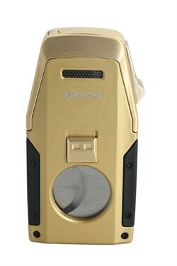 Quantoro Çift Torch Pürmüz Düz Kesici/Delicili Gold Metal Puro Çakmağı