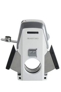 Quantoro Çift Torch Pürmüz Düz Kesici/Delicili Beyaz Metal Puro Çakmağı