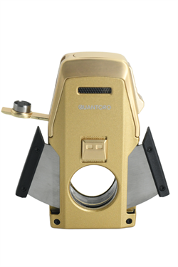 Quantoro Çift Torch Pürmüz Düz Kesici/Delicili Gold Metal Puro Çakmağı