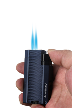 Quantoro Çift Torch Pürmüz Lacivert Metal Puro Çakmağı