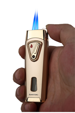 Quantoro Çift Torch Pürmüz Rose Gold Metal Puro Çakmağı
