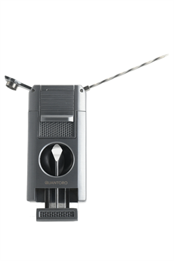 Quantoro Çift Torch Pürmüz V-Cut/Delicili/İğneli Gümüş Metal Puro Çakmağı