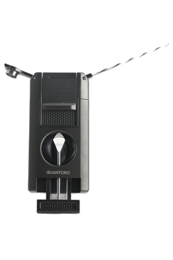 Quantoro Çift Torch Pürmüz V-Cut/Delicili/İğneli Gri Metal Puro Çakmağı