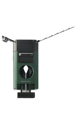 Quantoro Çift Torch Pürmüz V-Cut/Delicili/İğneli Yeşil Metal Puro Çakmağı