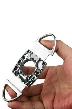 Quantoro Cnc İşlemeli Gümüş Beyaz Metal Puro Makası Kesici TRZ2020