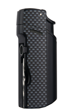 Quantoro Tek Torch Pürmüz Delicili/İğneli Siyah Karbon Desenli Metal Puro Çakmağı