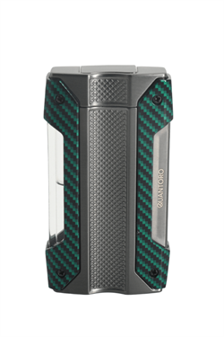 Quantoro Tek Torch Pürmüz Gunmetal Yeşil-Karbon Metal Puro Çakmağı