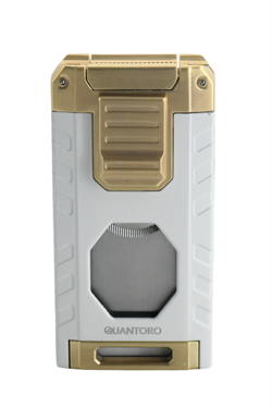 Quantoro Üç Torch Pürmüz Easy S/İğneli/Delicili Beyaz Metal Puro Çakmağı