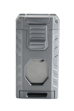 Quantoro Üç Torch Pürmüz Easy S/İğneli/Delicili Gümüş Metal Puro Çakmağı