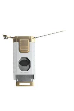 Quantoro Üç Torch Pürmüz Easy S/İğneli/Delicili Beyaz Metal Puro Çakmağı