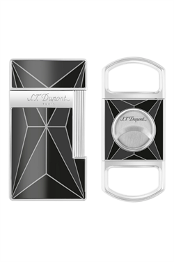 S.T. Dupont Slimmy Fire x Black Siyah Çakmak Kesici İkili Puro Seti - ST-SFRX-002
