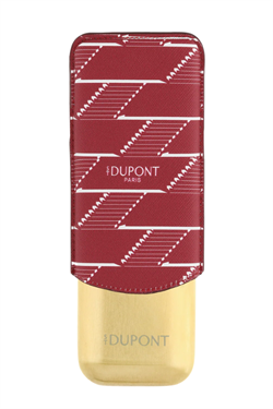 S.T. Dupont Coated Canvas Monogram Bordo İkili Deri Puro Kılıfı 183478