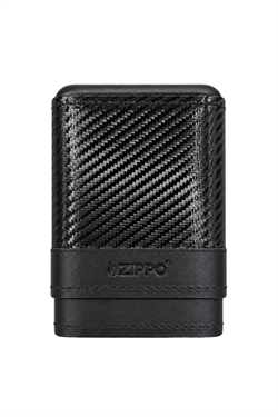 Zippo Siyah Karbon Desenli Dahili Kılıflı Deri Puro Taşıma Çantası & Seyahat Humidoru TRM4016