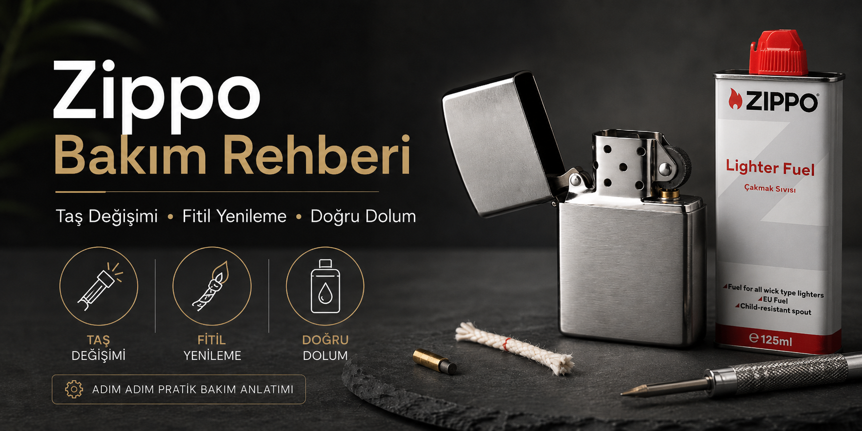 Zippo,Zippo taşı,Zippo taşı nasıl değiştirilir,Zippo fitili,Zippo fitili nasıl değiştirilir,Zippo dolumu,Zippo dolumu nasıl yapılır,Zippo nasıl doldurulur,Zippo bakımı,Zippo bakım rehberi,Zippo neden yanmıyor,Zippo çarkı dönmüyor,Zippo fitili neden kararır,Zippo taş değişimi,Zippo fitil değişimi,Zippo yakıt dolumu,Zippo Windproof,Zippo çakmak bakımı,Zippo taş değiştirme,Zippo fitil yenileme