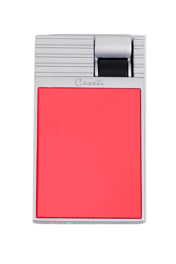 Caseti Tek Torch Perde Alev Kırmızı Gümüş Metal Puro Çakmağı